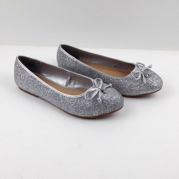 Torrid Ballet Flats Shoes Size 9 Bow & Gem Accent Silver Glitter - Picture 2 of 9
